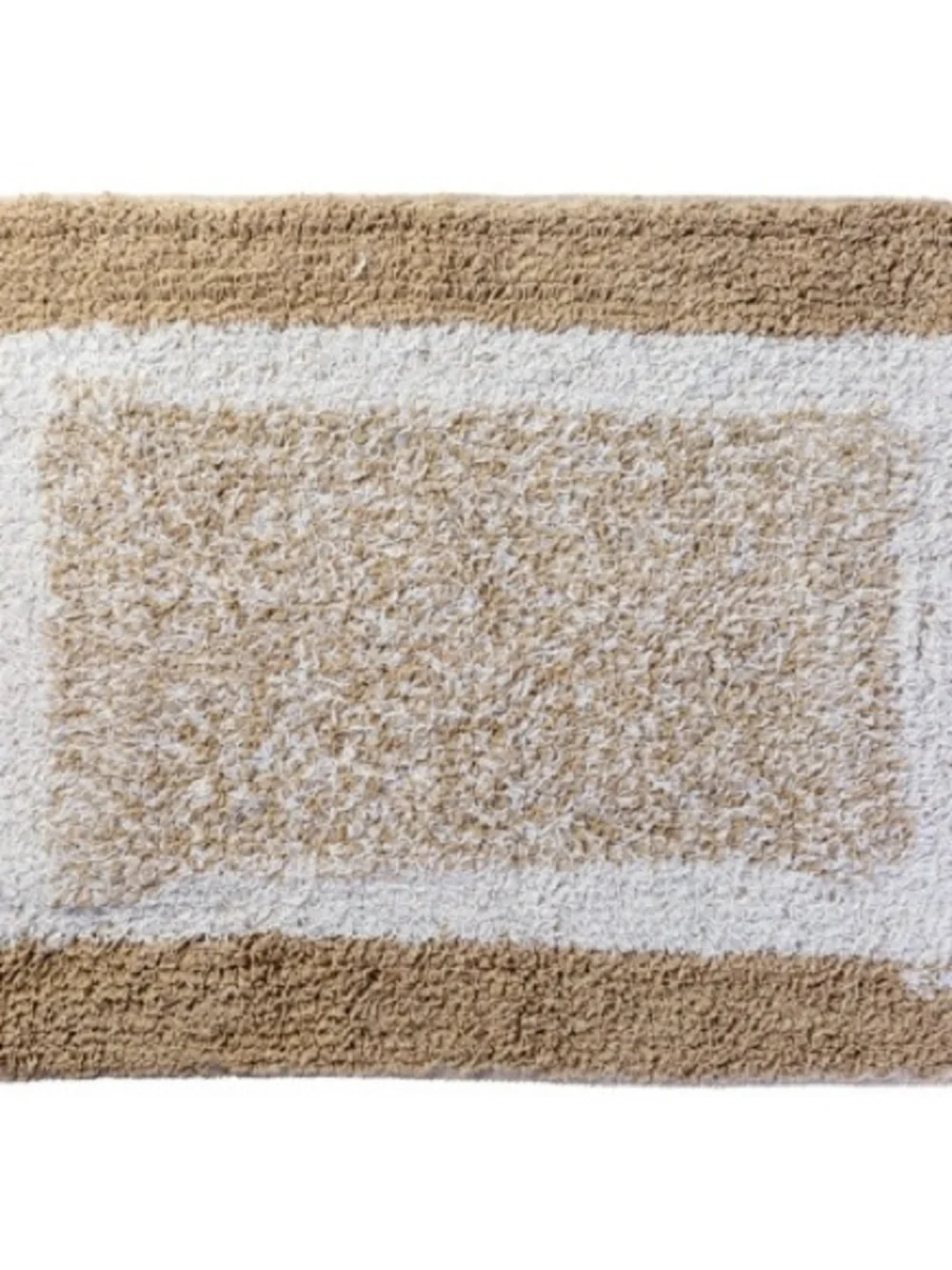 24 x 16” Oeko-Tex Beige and‎ White Rectangular Bath Rug w Rubber Back